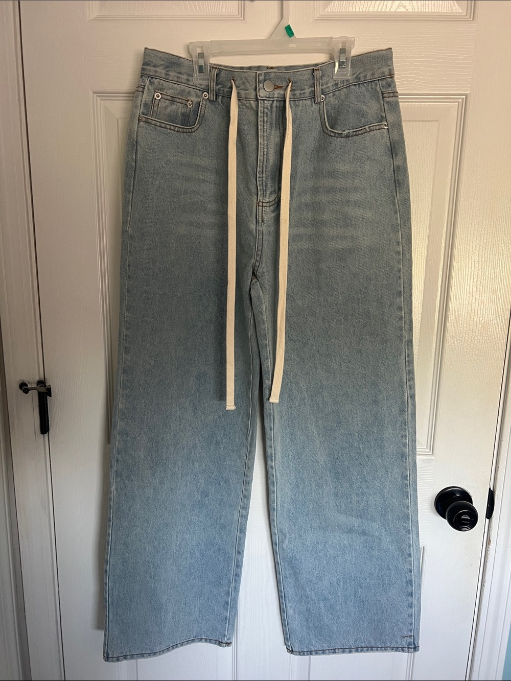 NWT Mimosa High-Waist Wide Leg Light Wash Jeans with Drawstring